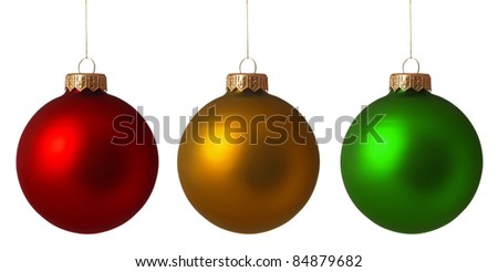 Set Christmas baubles isolated on white background