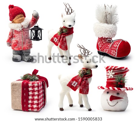 Set of Christmas decorative elements isoalted on white background,Clipping path included 
