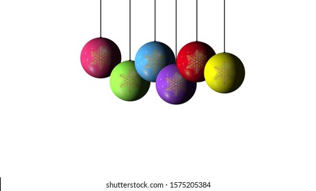 Set of the Christmas and New Year multicolored Balls with a golden snowflake on white background. Merry Christmas and a Happy New Year  - Shutterstock ID 1575205384