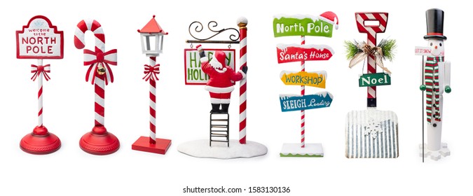 Set of Christmas Signs isolated on white background, Clipping path included 
