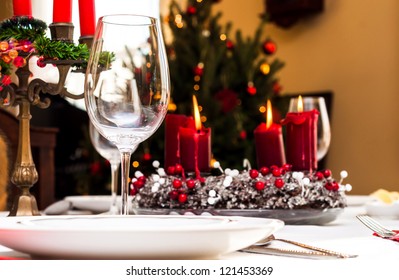 Set Up Christmas Table Inside A House