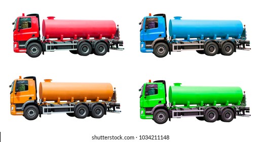 set of cistern truck on isolated on white
