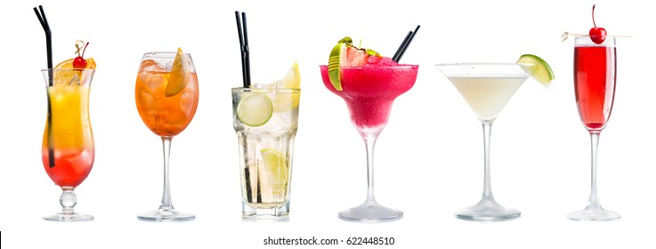Set of classic cocktails isolated on white - Shutterstock ID 622448510
