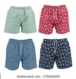 Set of Classic men’s swimwear Sports Quick Dry. Beach shorts Bermudas. Trunks swimming with  print.
