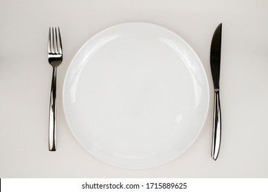 Set Clean Dishes Plate Fork Knife Stock Photo 1715889625 | Shutterstock