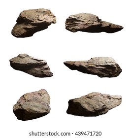 Set of cliff stones isolated white background, Objects with Clipping Paths for design work, The direction of the contrast light - Shutterstock ID 439471720