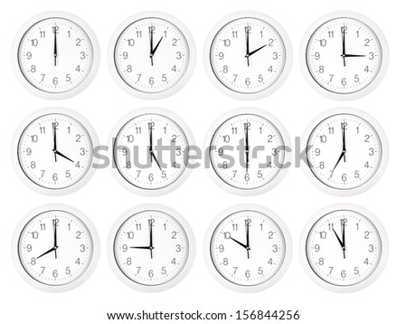 Set of clockfaces on white background