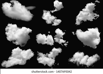 Set Isolated Clouds Over Black Design Stock Photo (Edit Now) 209284903