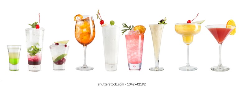 Set with cocktails on a white background. Isolated. Banner. - Shutterstock ID 1342742192