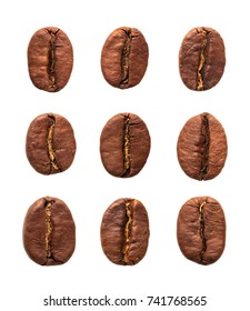 Set of coffee beans isolated on a white background. Ready for use on different backgrounds. - Shutterstock ID 741768565