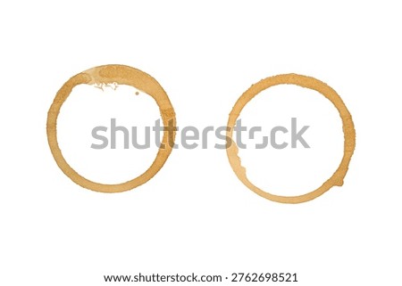 set of coffee stain trace texture isolated with clipping path on background.