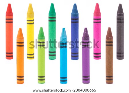 Set of Collection of Colors crayon wax isolated on White Background.