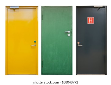 Set of color doors isolated on white