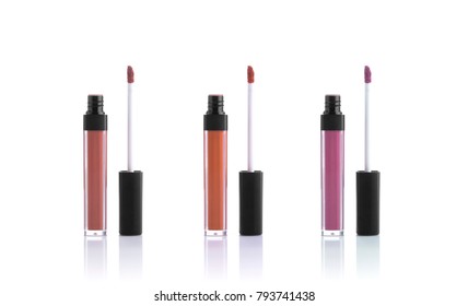 set color lipgloss isolated on white background. cosmetic for lip.