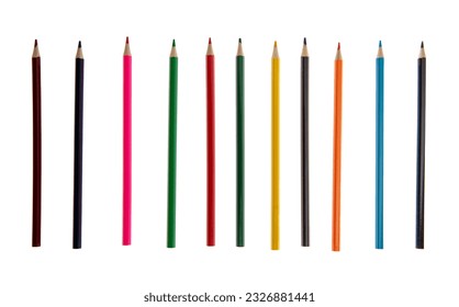 Set color pencils isolated transparent  School art supply  kids cretivity