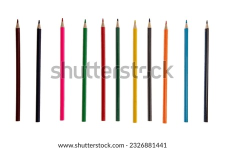 Set of color pencils isolated on transparent, School art supply, kids cretivity