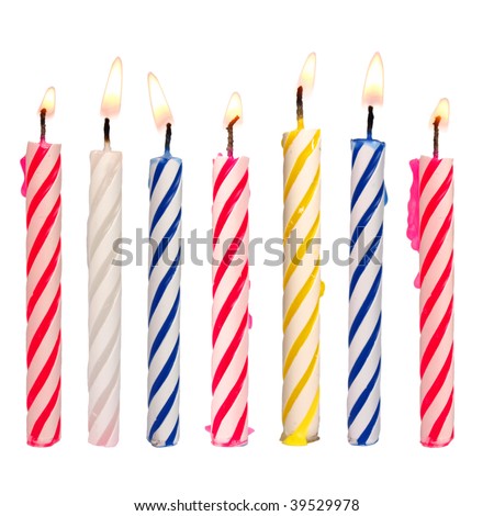 Set of colored birthday candles isolated on white