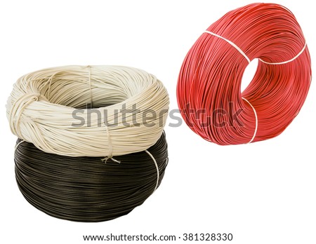 Similar – Image, Stock Photo Electrical cable on yellow background. Copper wires.
