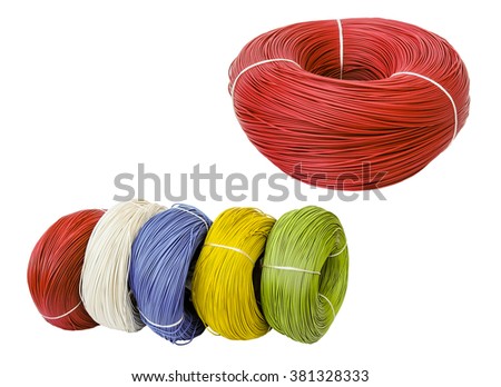 Similar – Image, Stock Photo Electrical cable on yellow background. Copper wires.