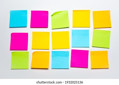 Set of colorful blank sticky notes background. Empty sticky notepad paper copy space collection stuck on wall - Shutterstock ID 1932025136