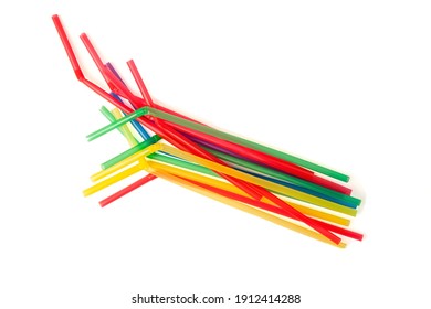 Set of colorful drink straws isolated on a white background