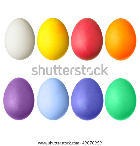 Set of colorful Easter eggs isolated over the white background