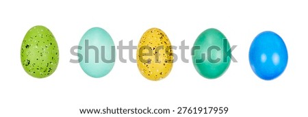 set of colorful easter eggs wint various paintings isolated on white