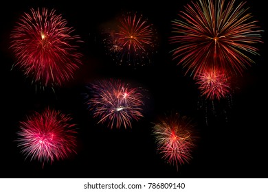 Set Colorful Fireworks Isolated On Black Stock Photo 786809140 ...