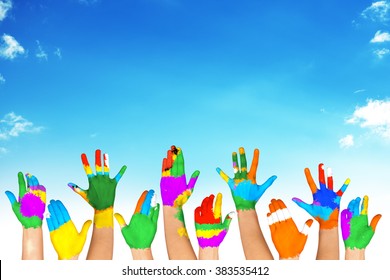 Set of colorful hands  - Shutterstock ID 383535412
