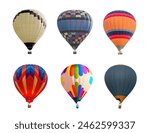 Set of colorful hot air balloons isolated on white background