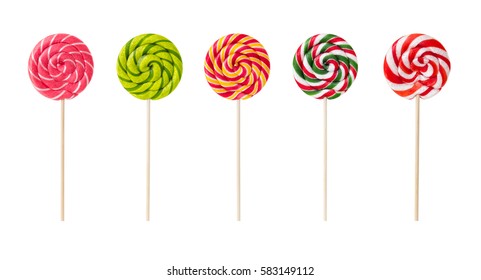 Set of colorful lollipops isolated on white background. - Shutterstock ID 583149112