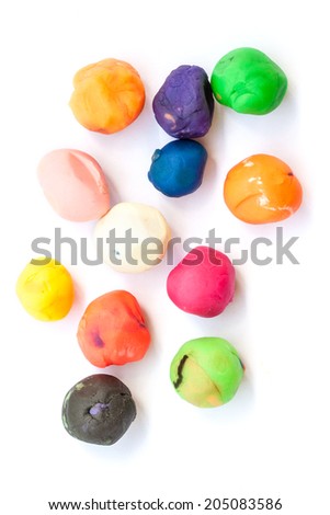 Set of colorful plasticine for kid on white background