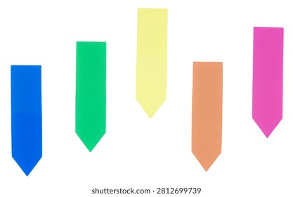Set of Colorful Pointed Sticky Notes Isolated on White Background