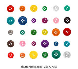 Set of colorful sewing buttons isolated on white background - Shutterstock ID 268797353