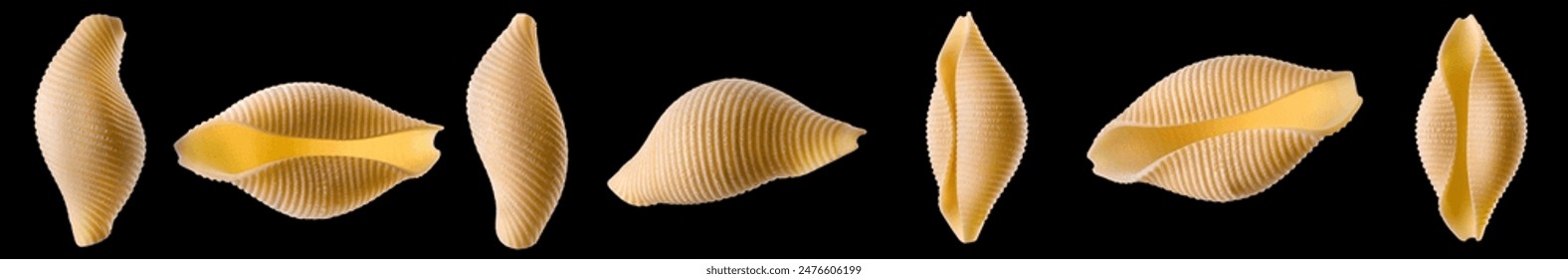 Set of conchiglie pasta shell isolated on black background. - Powered by Shutterstock