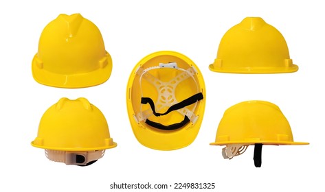 Set of construction helmets from different perspectives - Shutterstock ID 2249831325