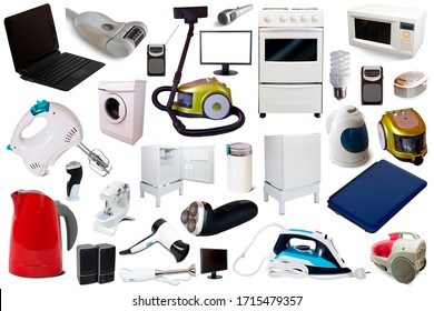 Set Of Consumer Electronics Isolated On White Background