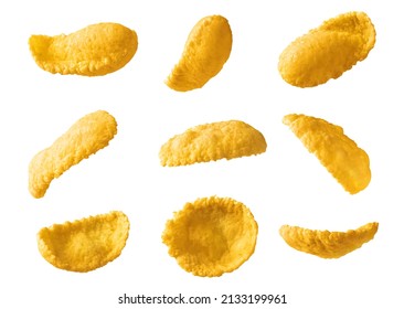 Set of cornflakes isolated on a white background