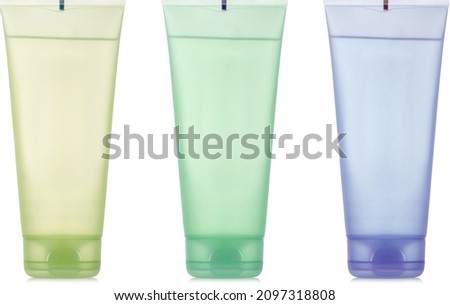 A set of cosmetic tubes. Cosmetics, cream, toothpaste, glue. Mock up isolated on white background. 3d render