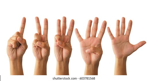 Set of counting hand sign isolated on white background - Shutterstock ID 603781568