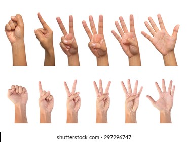 Set of counting hands isolated on white background - Shutterstock ID 297296747