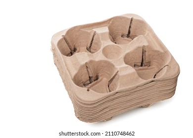 A set of craft holders for 4 glasses. Cardboard coasters for drinks