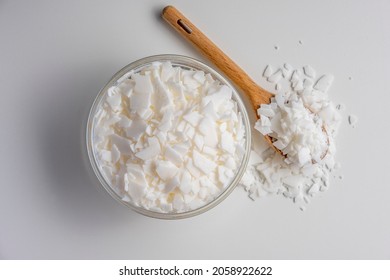 Set for crafting candle. Eco soy wax on white table. DIY candle. Hobby concept - Shutterstock ID 2058922622