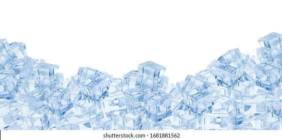 Set of crystal clear ice cubes on white background - Shutterstock ID 1681881562
