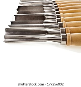 set of curving chisels  tools isolated on white background