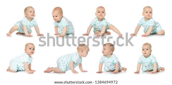 Set Cute Little Baby Crawling On Stock Photo (Edit Now) 1384694972