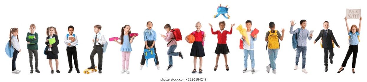 Set of cute schoolchildren isolated on white - Powered by Shutterstock