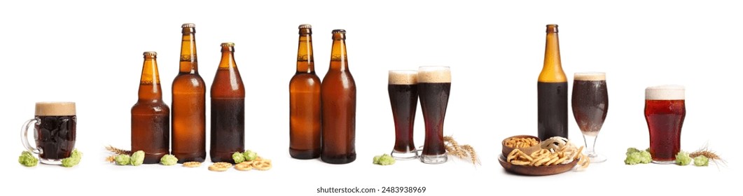 Set of dark beer isolated on white - Powered by Shutterstock