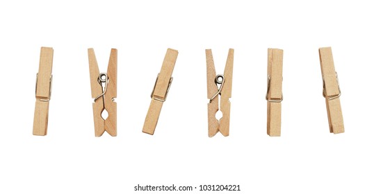 Set of decorative clothespins isolated on white 