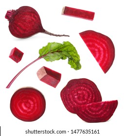 Set Of Delicious Beets On White Background